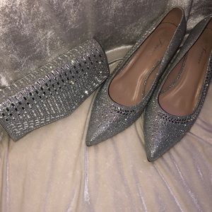 Silver Crystal Heels and Clutch Purse